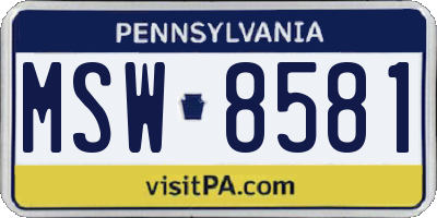 PA license plate MSW8581