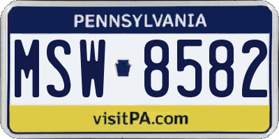 PA license plate MSW8582