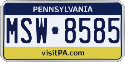 PA license plate MSW8585