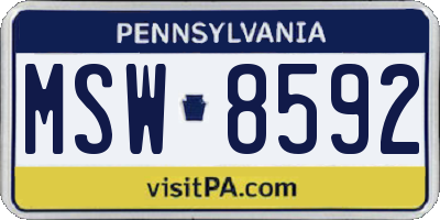 PA license plate MSW8592