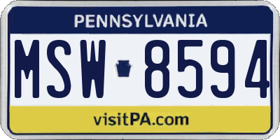 PA license plate MSW8594