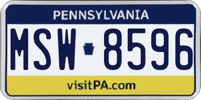 PA license plate MSW8596