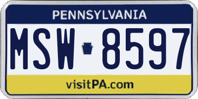 PA license plate MSW8597