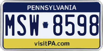 PA license plate MSW8598