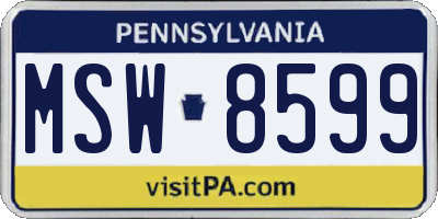 PA license plate MSW8599