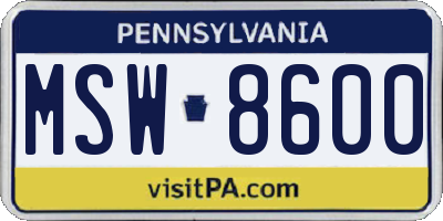 PA license plate MSW8600