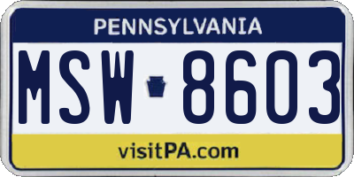 PA license plate MSW8603