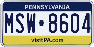 PA license plate MSW8604