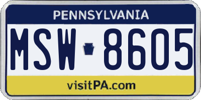 PA license plate MSW8605