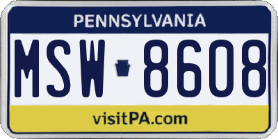 PA license plate MSW8608
