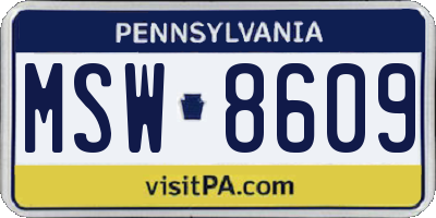PA license plate MSW8609