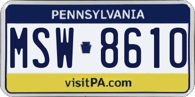 PA license plate MSW8610