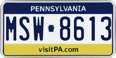 PA license plate MSW8613