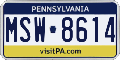 PA license plate MSW8614