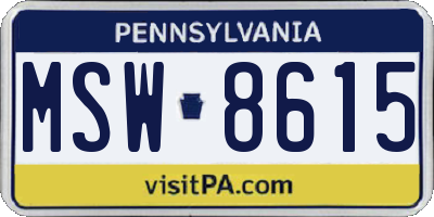 PA license plate MSW8615
