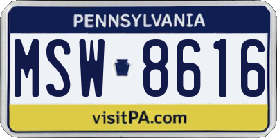 PA license plate MSW8616
