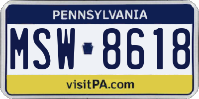 PA license plate MSW8618