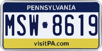 PA license plate MSW8619