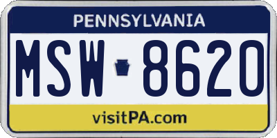 PA license plate MSW8620