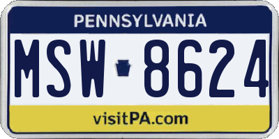 PA license plate MSW8624