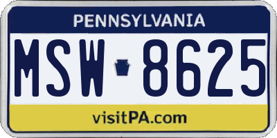 PA license plate MSW8625