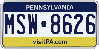 PA license plate MSW8626