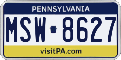 PA license plate MSW8627