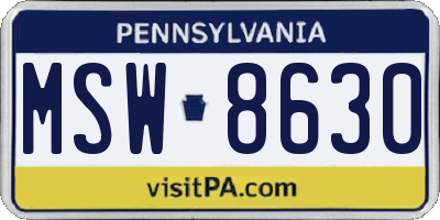 PA license plate MSW8630