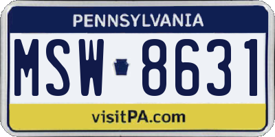 PA license plate MSW8631