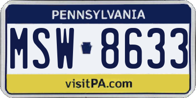 PA license plate MSW8633