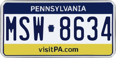 PA license plate MSW8634