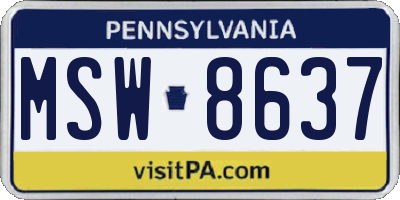 PA license plate MSW8637