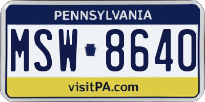 PA license plate MSW8640