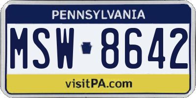 PA license plate MSW8642