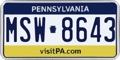 PA license plate MSW8643