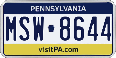 PA license plate MSW8644