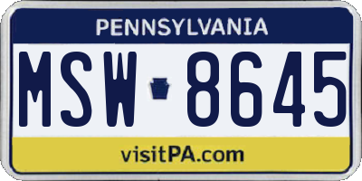 PA license plate MSW8645