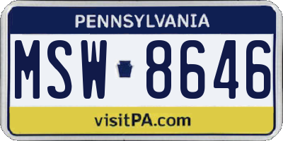 PA license plate MSW8646
