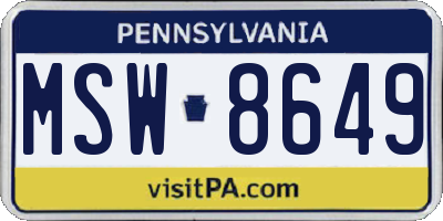 PA license plate MSW8649