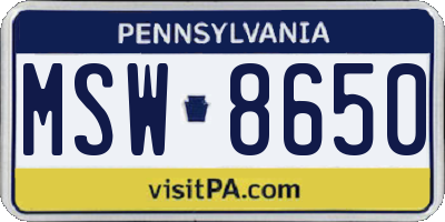 PA license plate MSW8650