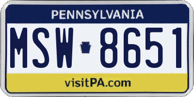 PA license plate MSW8651