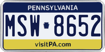 PA license plate MSW8652