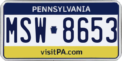 PA license plate MSW8653