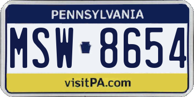 PA license plate MSW8654