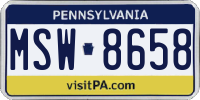 PA license plate MSW8658