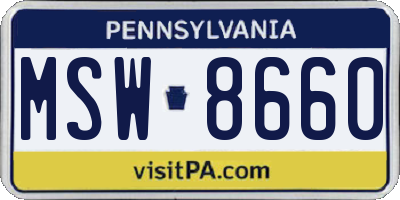PA license plate MSW8660