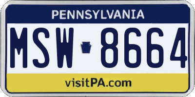 PA license plate MSW8664