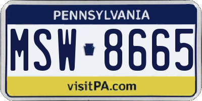 PA license plate MSW8665