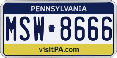 PA license plate MSW8666