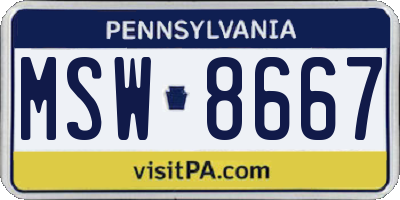 PA license plate MSW8667